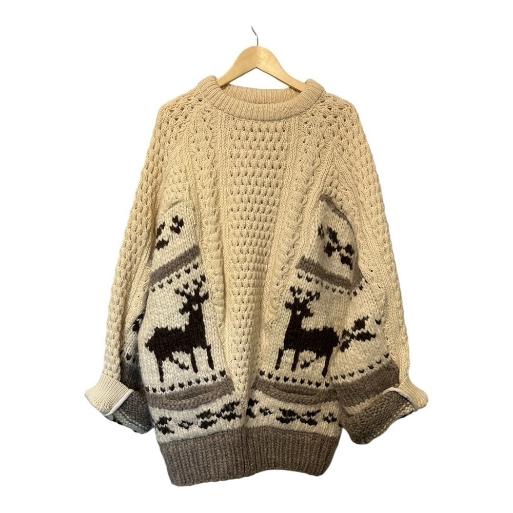 Cowichan & Fisherman Eclectic Wool Sweater | YAH YAH! - Large / XLarge - Picture 2 of 14